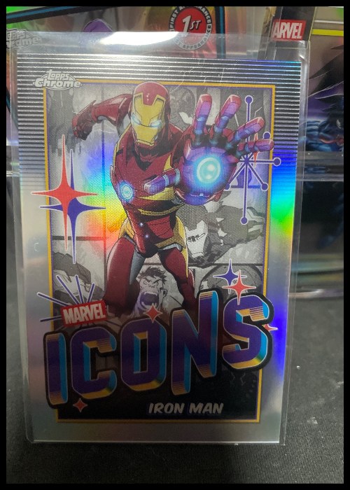 Reference image of Iron Man Topps Chrome Marvel Icons Chrome Refractor