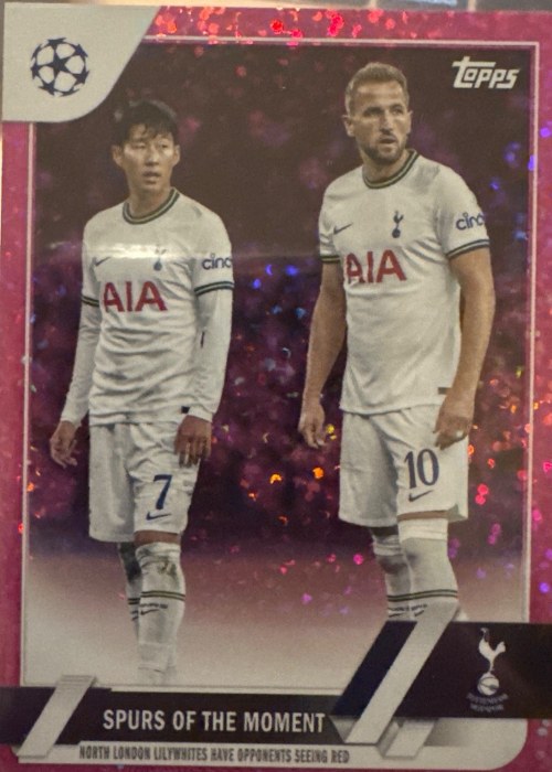 Reference image of Son Heung-min and Harry Kane 2023-24 Topps Chrome UEFA Champions League Pink/Magenta Refractor